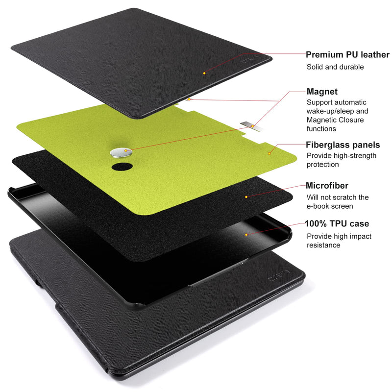 [Australia - AusPower] - CoBak Case for Kindle Scribe - All New PU Leather Cover with Auto Sleep Wake Feature for Kindle Scribe 10.2" 2022 Released with Pen Holder Black 
