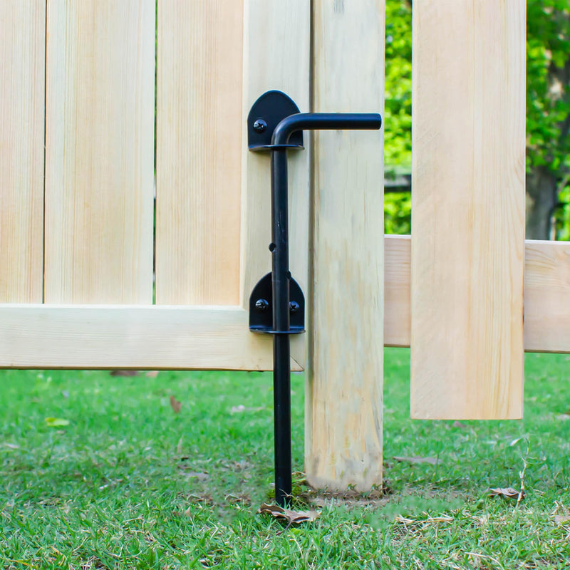 12 Inch Cane Bolt Gate Drop Rod, Heavy Duty Gate Latch, Cane Bolts for Wood Vinyl Metal Fences Gates-(Black Finish,2 Pack) 12 Inch 2 Pcs