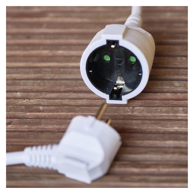 EMOS - IP20 extension cable 7m - 1 Schuko socket - 250 V, 16 A, 3680 W - high-quality PVC insulation - H05VV-F3G 1.5 mm2 - increased touch protection - for indoor use - white 7 Meter