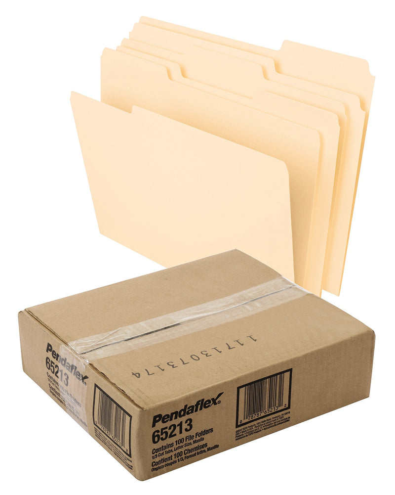 Brady Authentic (M21-750-595-WT) All-Weather Vinyl Label for Indoor/Outdoor ID & Pendaflex File Folders, Letter Size, 8-1/2" x 11", Classic Manila, 1/3-Cut Tabs in Left, Right