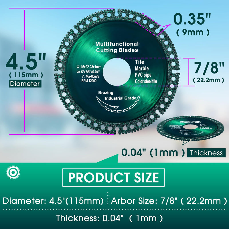 [Australia - AusPower] - ?5 Pack 4.5 Inch Indestructible Disc for Grinder, Indestructible Disc 2.0 for Angle Grinder 7/8''-Cut Everything in Seconds, Cutting Discs for Smooth Cutting, Chamfering, Grinding Materials Green (115mm) 5.0 