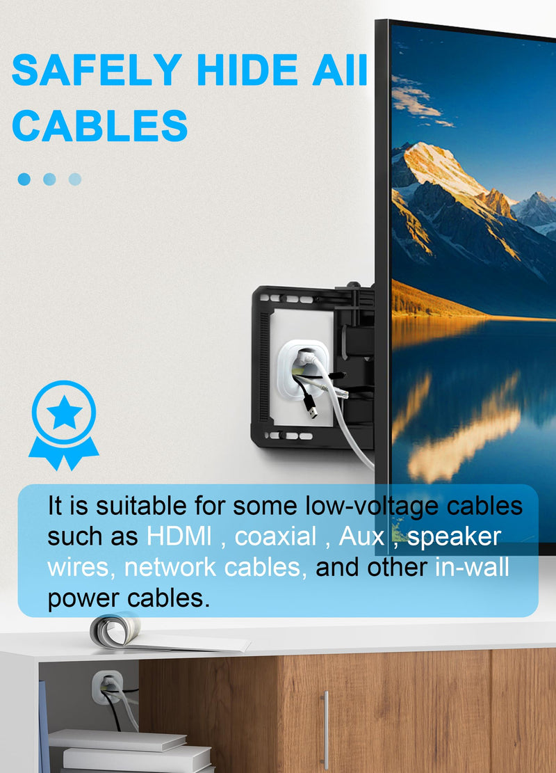 in Wall Cable Management Kit for TV – Hide Power & HDMI Wires, 3” Hole Saw | In-wall TV cable management kit hides power & HDMI wires, includes 3” hole saw for easy DIY installation