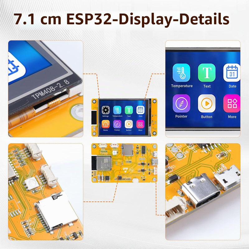 ESP32 Display, 2.8 Inch ESP32 Display ESP32-2432S028R Resistive Touchscreen 240 x 320 TFT LCD Display Module, ESP32 Development Board with WiFi Bluetooth, for Arduino IDE (Pack of 2)