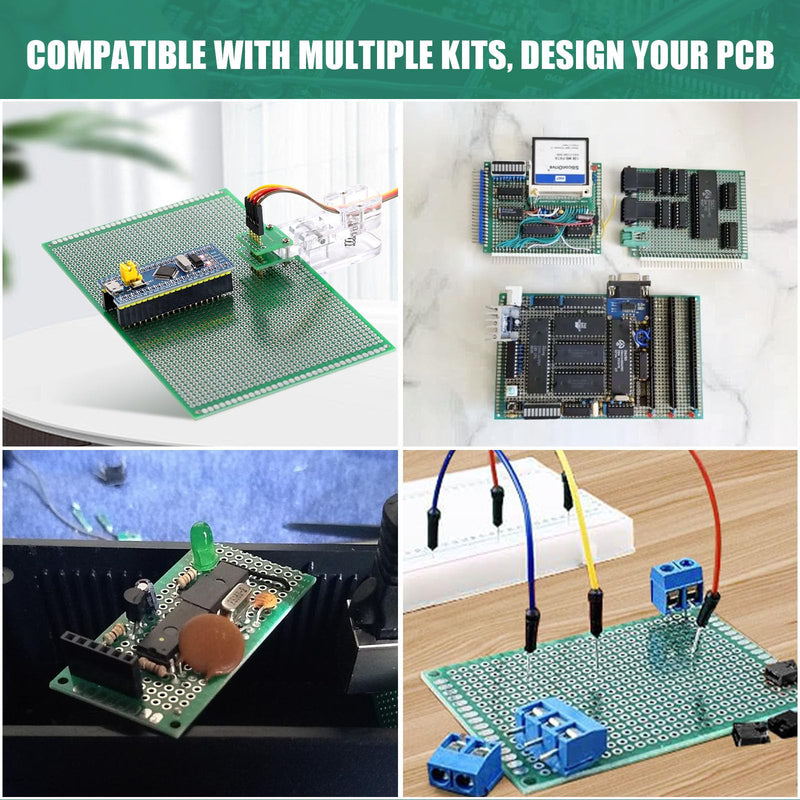 [Australia - AusPower] - 174-Piece PCB Circuit Board Prototype Kit - Double-Sided Perf Boards in 6 Sizes (Large, Medium, Small), Compatible with Arduino, includes 40-Pin 2.54mm Male and Female Headers 