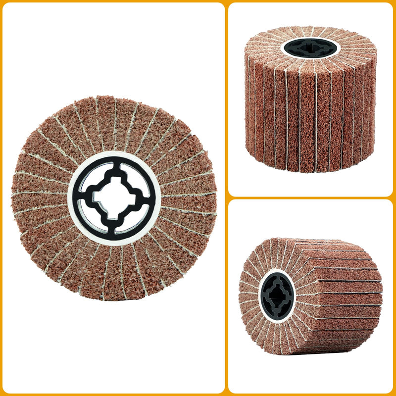 [Australia - AusPower] - SALI Non Woven Wire Abrasive Drawing Polishing Burnishing Wheel Flap Wire Brush Drum Surface Conditioning Tool for Metal Surface Polishing Grinding Removing Rust 120x100x19mm with Sandpaper 60 Grit 
