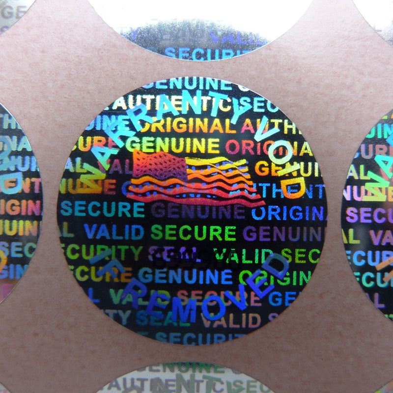 Brand - 13 mm - 1/2 inch 500 Round Bright Silver Hologram Sequentially Numbered Tamper Evident Security Labels/Stickers