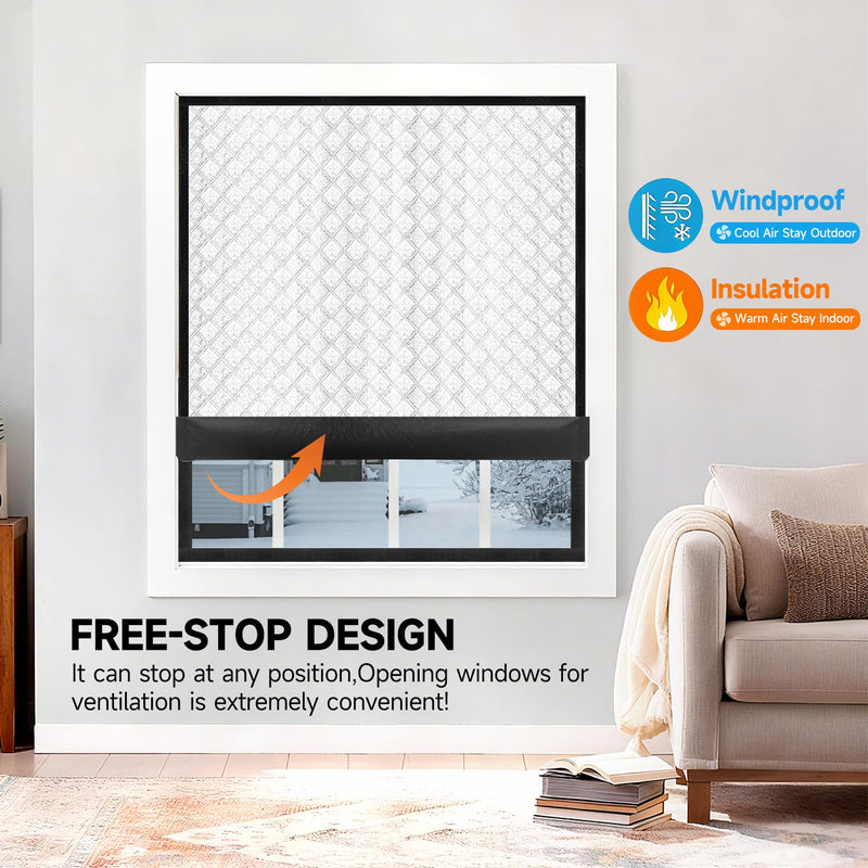 Insulated Window Cover, Veanusiver Upgraded Oxford Cloth Waterproof Thermal Insulated Blackout Window Insulation kit, Fits up to 45x49 inch Windows to Keep Warm in Winter Fit up to 45x49 inch