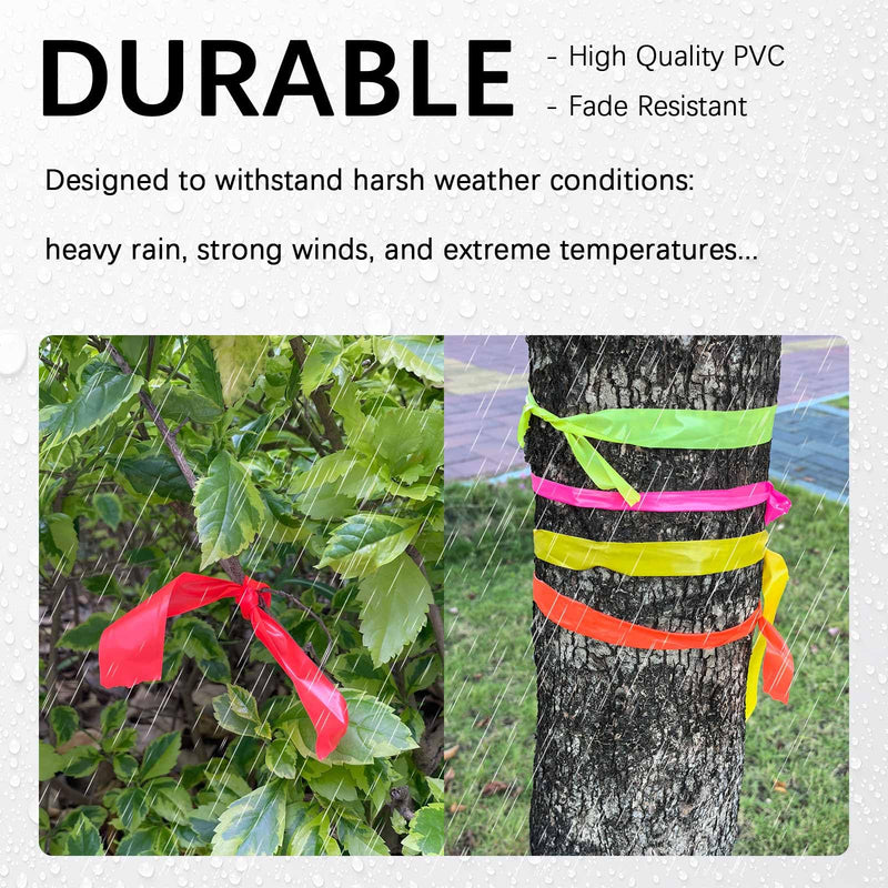 6 Pack Orange Flagging Tape, Non-Adhesive Plastic Ribbon Neon Tapes, 0.78" x600' Marking Tape for Boundaries and Hazardous Areas, Tree Marking, Hunting, Trail Marking Orange - 6pack