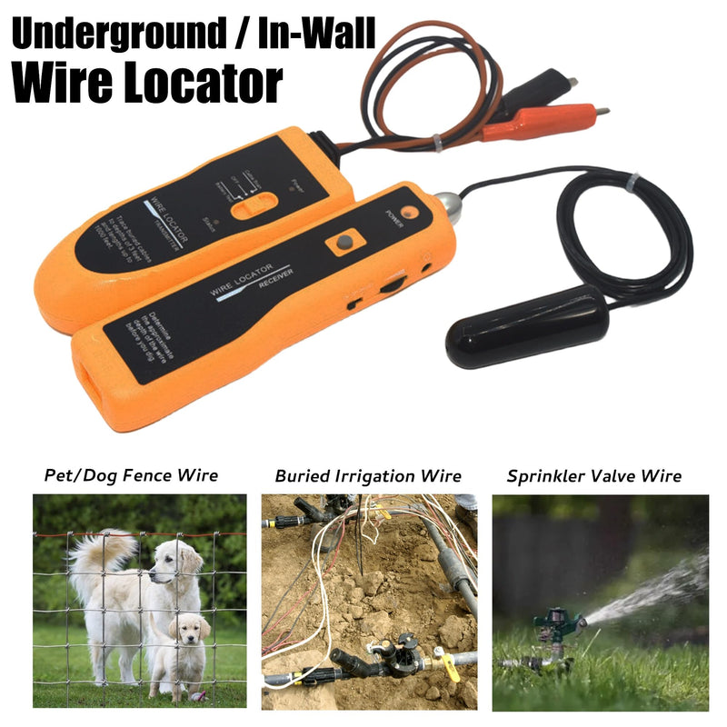 [Australia - AusPower] - F02 Underground Wire Locator, Hidden Wire Tracer, Buried Break Cable Tester for Electric Pet Dog Fence Wire Tracker, Irrigation Control Sprinkler Valve Finder, Depth 2-3FT, Length 1000FT 