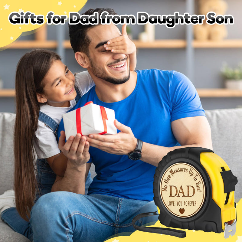 [Australia - AusPower] - One Measures Up Gifts for Dad, Dad Gifts from Son Daughter, Fathers Day Birthday Christmas Gifts for Dad, Tool Gifts Woodworker Carpenter Gifts, No One Measures Up to You, Engraved Tape Measure 25 FT 