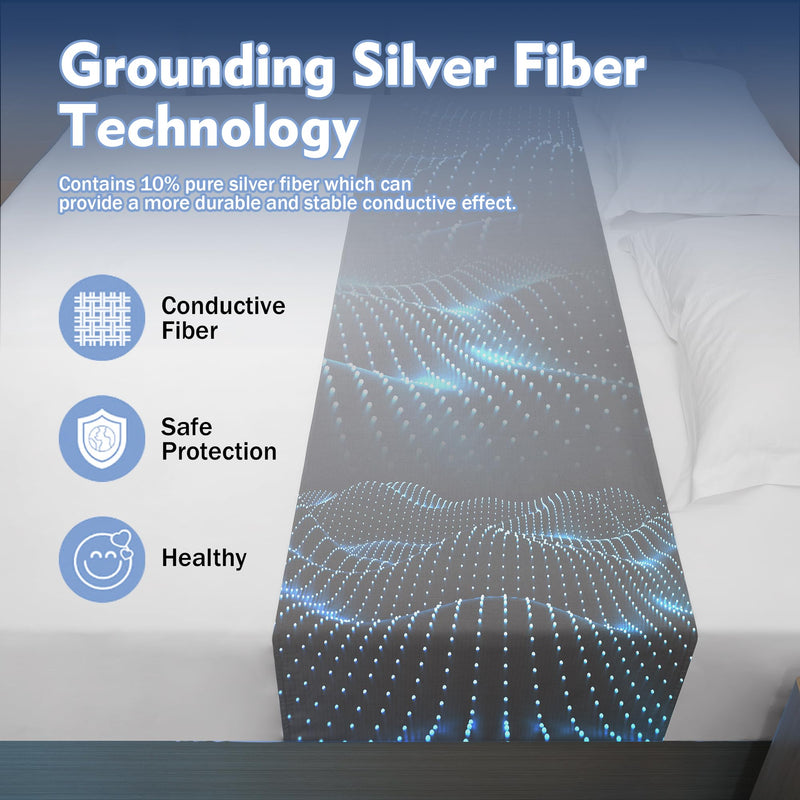 [Australia - AusPower] - Grounding Sheet for Bed 90% Organic Cotton+10% Pure Silver Fiber, Grounding Fitted Sheets for All Mattress Sizes, with Static grounding Cord and Test Pen (Gray, 105.1 * 23.1inch) Gray 105.1*23.1inch 