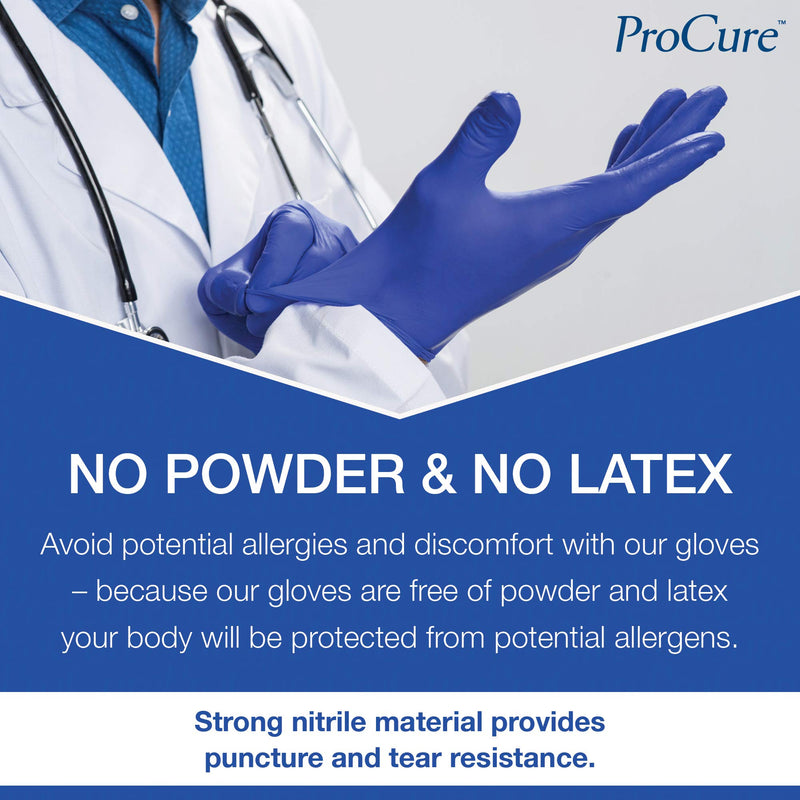 [Australia - AusPower] - ProCure [200 Count] Disposable Nitrile Gloves - Latex Free, Powder Free Medical Exam Gloves Blue (Medium) 