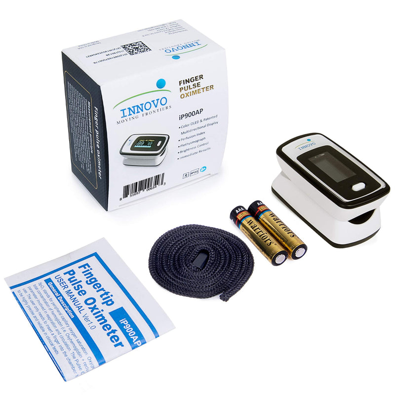 [Australia - AusPower] - Innovo Deluxe iP900AP Fingertip Pulse Oximeter Blood Oxygen Saturation Monitor with Alarm, Plethysmograph and Perfusion Index 