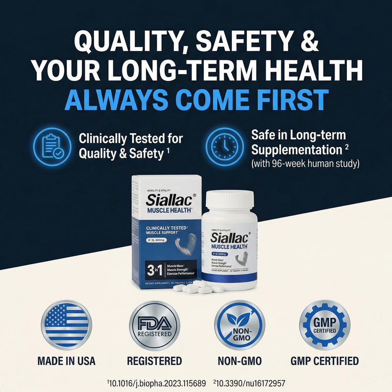 Muscle Health - Made in USA - Enhance Muscle Mass & Strength, Fast Workout Recovery, Reduce Fatigue & Boost Exercise Performance, 6-Sialyllactose (6-SL), 900mg, 90 Tablets (1 Pack) 90 Count (Pack of 1)