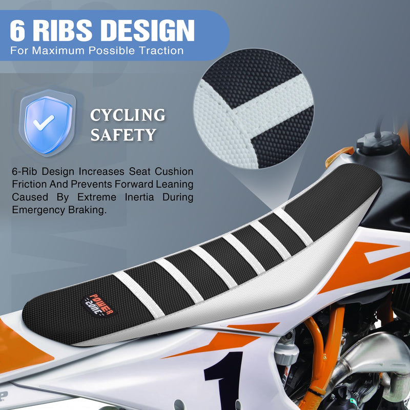 [Australia - AusPower] - Dirt Bike Seat Cover Universal - Ribbed Gripper Pit Bike Seat Cover for Motorcycle Enduor Motocross White-Black 