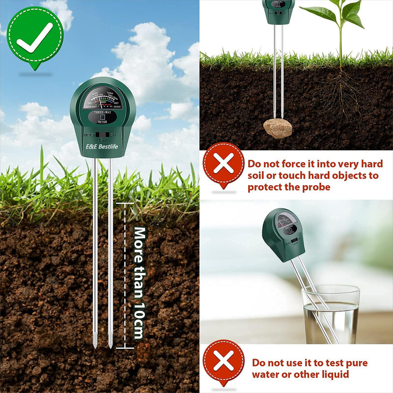 [Australia - AusPower] - Soil Moisture Meter, 3-in-1 Soil ph Meter, Soil Test Kit with Moisture, Light, and PH Test for Garden, Farm, Lawn, Indoor & Outdoor 