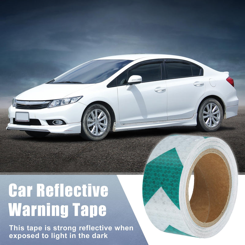 ACROPIX Universal 5cmx10m Green and White Arrow Car Reflective Stickers Reflective Tape Safety Warning Reflective Protector - Pack of 1