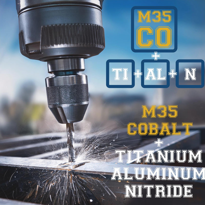 [Australia - AusPower] - 5/8 Inch Drill Bit for Metal - Industrial Grade M35 Cobalt Titanium Aluminum Nitrite - 5/8" Diameter & Total Length of 6" with Working Length of 3" Easily Drill Into Metal, Steel, & Aluminum 5/8" 1 