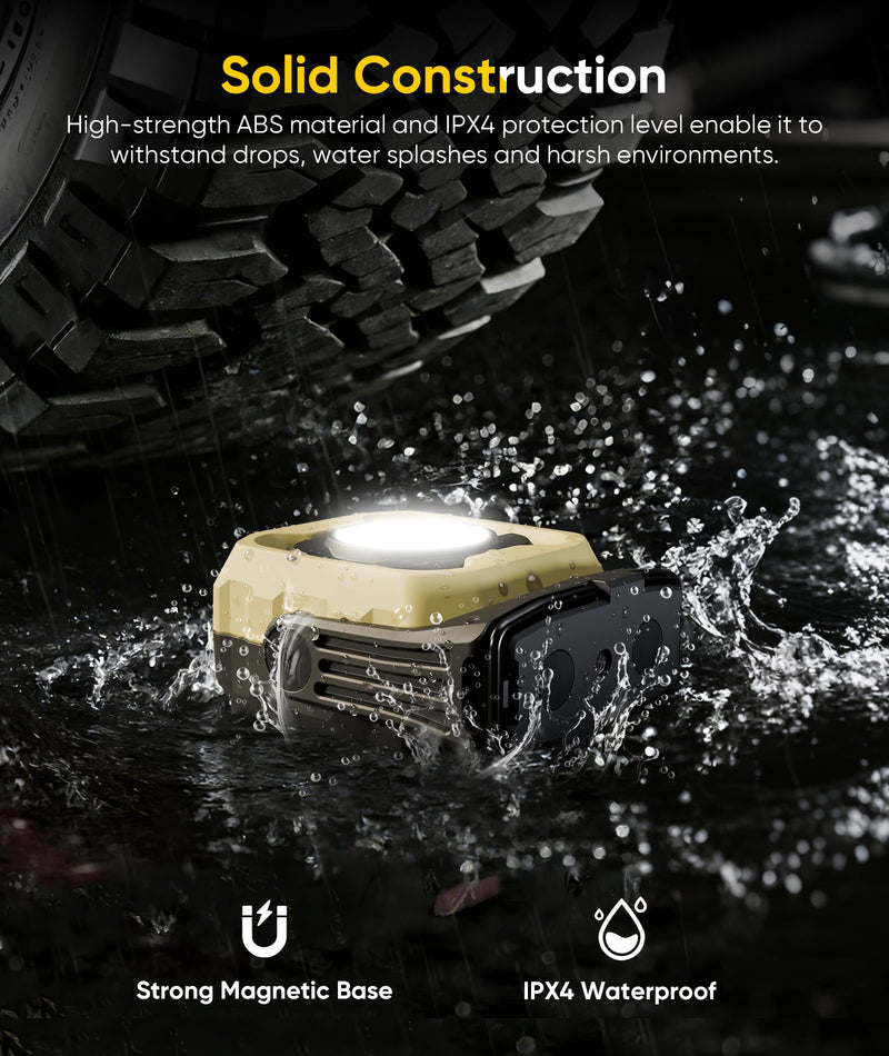 HOTLIGH Rechargeable Work Light, 1200LM Magnetic Light with IPX4 Waterproof, 4000mAh Battery Led Work Light, Mechanic Light for Car Repair, Camping, Emergency, 1 Pack