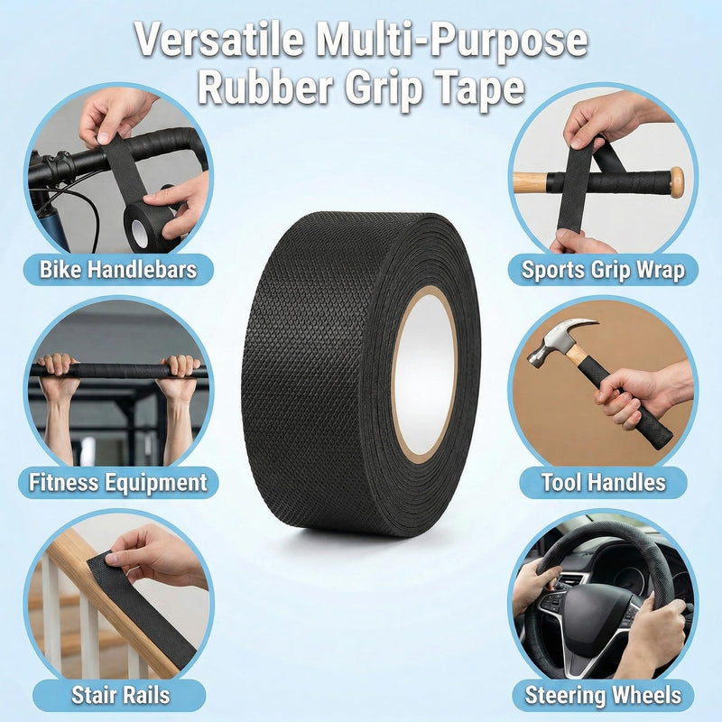 Rubber Grip Tape, Waterproof Durable Non Slip Anti Slip Rubber Tape with Strong Adhesive Back for Tools, Improves Grip and Comfort (1 in x 16.4 ft) 1 inch-A