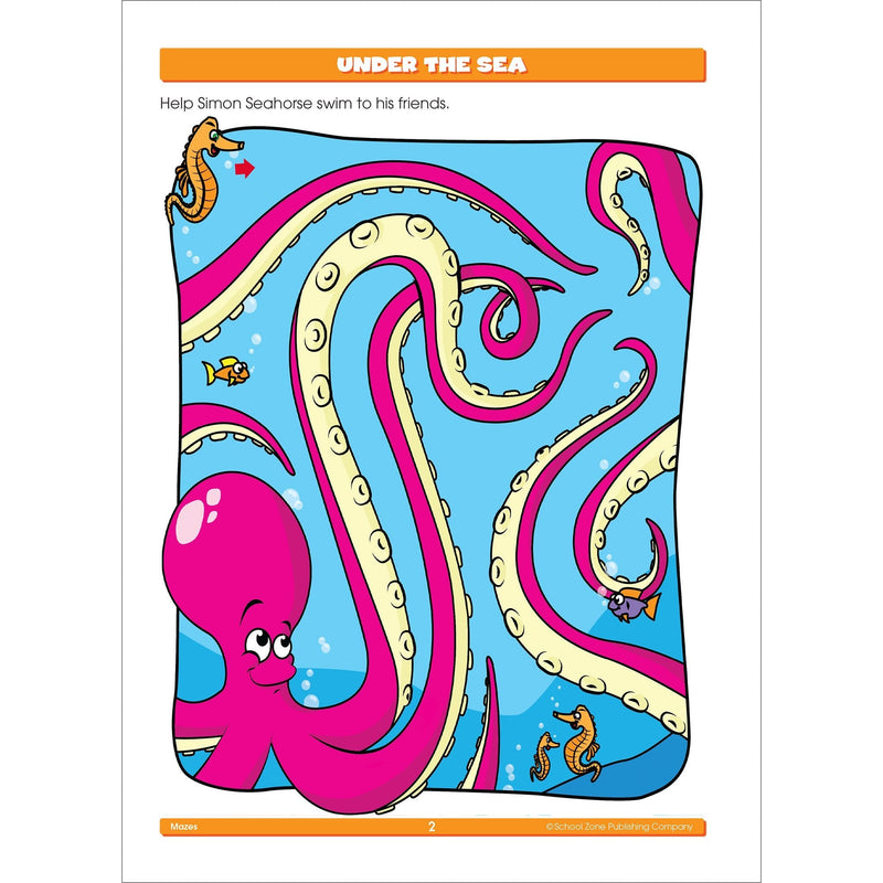 [Australia - AusPower] - School Zone Mazes Workbook: 64 Pages, Preschool, Kindergarten, 1st Grade, Maze Puzzles, Follow Paths, Problem-Solving, Ages 4-6 (Activity Zone Book Series) 