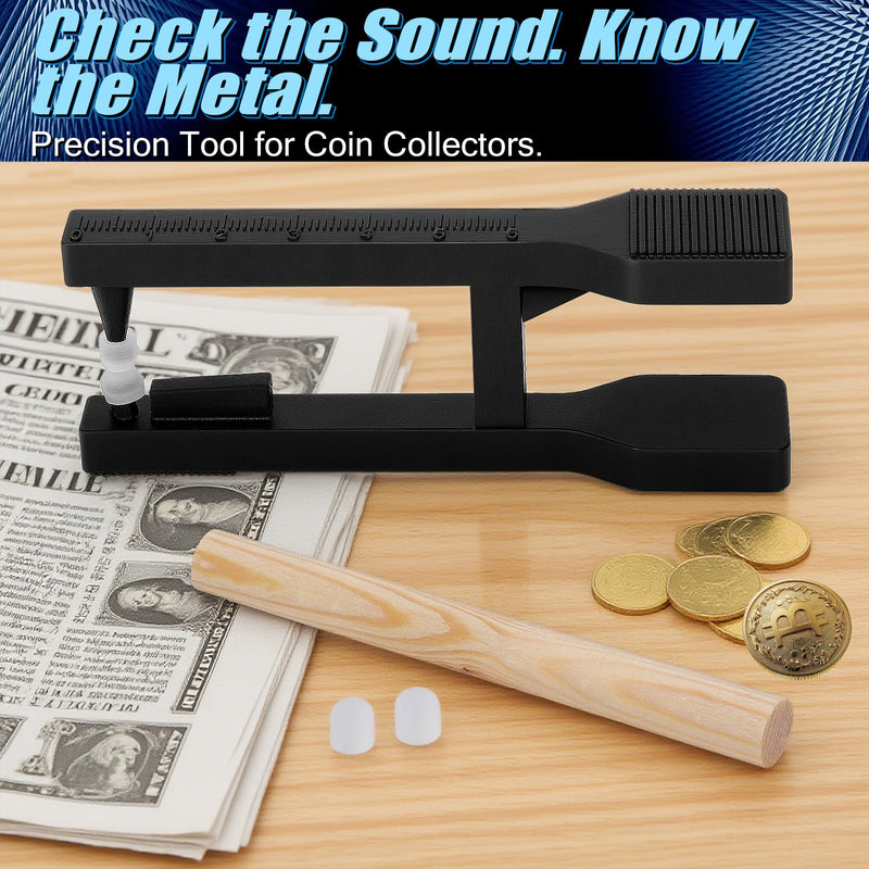 [Australia - AusPower] - Portable Coin Ping Tester Kit – Sound Resonance & Diameter Check Tool with Ring Stick and Companion App – Black 