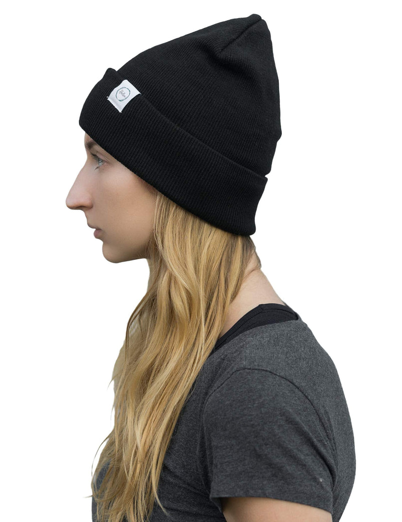 [Australia - AusPower] - Halsa EMF Protection Hat, Faraday Beanie. Anti Radiation, EMF RF Radiation Shielding Silver Fabric Lined. One Size Black 