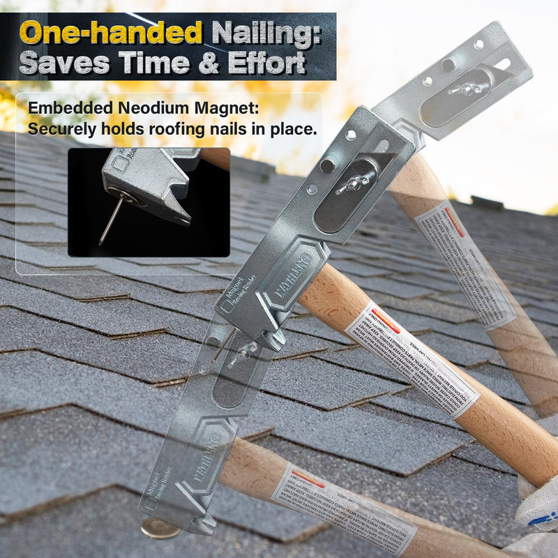 Magnet Roofing Hatchet, Magnet Hammer for Roofing Repair, Handy Magnet Roofing Hammer Tool with Strong Magnet, a Sliding Gauge, Built-in Utility Knife and Nail Claw, Efficient Roofing Tools