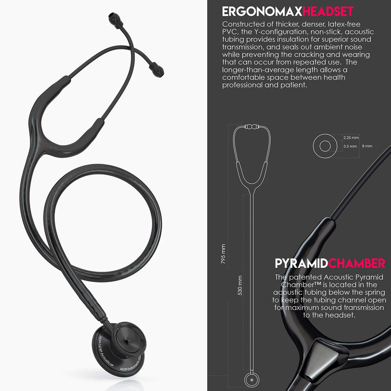 [Australia - AusPower] - MDF Instruments Acoustica Lightweight Stethoscope for Doctors, Nurses, Students, Black + MDF LUMiNiX Illuminator Medical Professional Diagnostic Penlight 