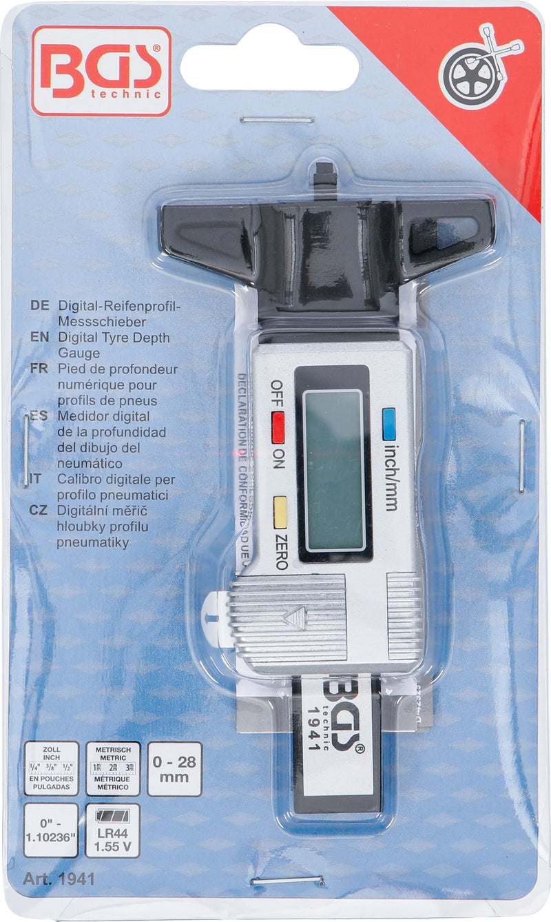BGS Tyre Digital Vernier Caliper – 0 to 28 mm 1941 | Metric/inch switchable display | including battery