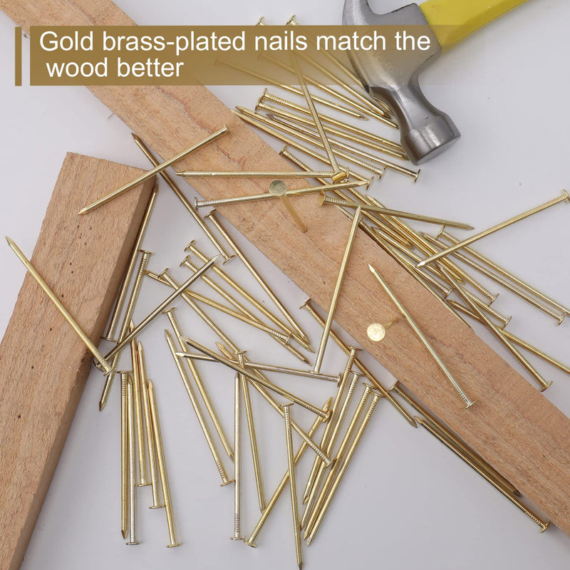 60pcs Gold Hardware Nails, 3 Inches Brass Plated Nails, Wall Nails for Hanging, Wood Nails, Roofing Nails, Long Nails, Wall Nails 3in 60