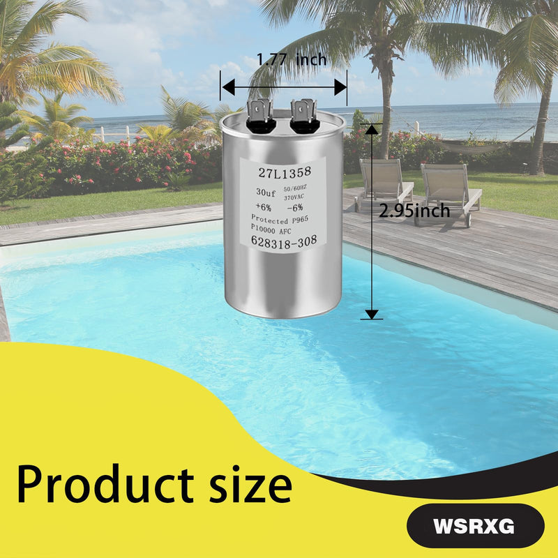 [Australia - AusPower] - 628318-308 27L1358 30 MFD 370V Pool Pump Motor Capacitor Replacement Compatible Motor Run Capacitor 