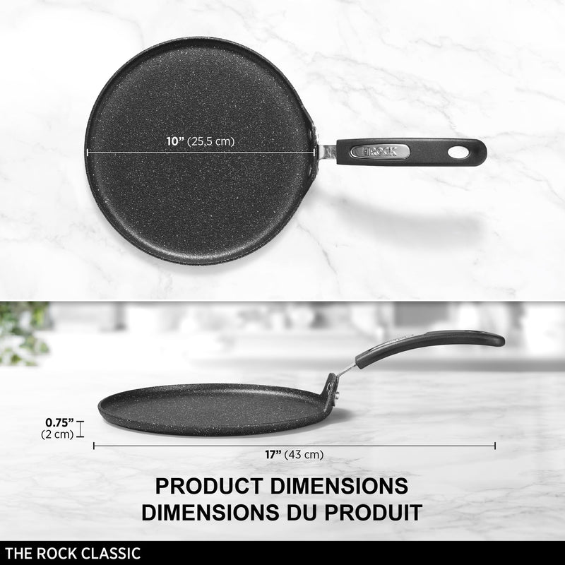 Starfrit The Rock 26cm (10") Non-Stick Multi Pan - Tawa - Durable Forged Aluminum - Oven Safe - PFOA Free - Easy to Clean - Black 10 inches 10" Multi Pan Fry pan
