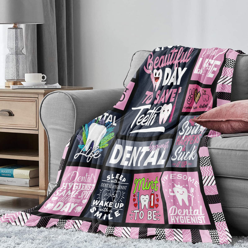 [Australia - AusPower] - Dental Hygienist Gift - Cute Dental Hygienist Gifts for Women - Gifts for Dental Hygienist - Dental Hygienist Appreciation Gifts - Dental Hygienist Birthday Gift Blanket for Women (60"X50") Pink 