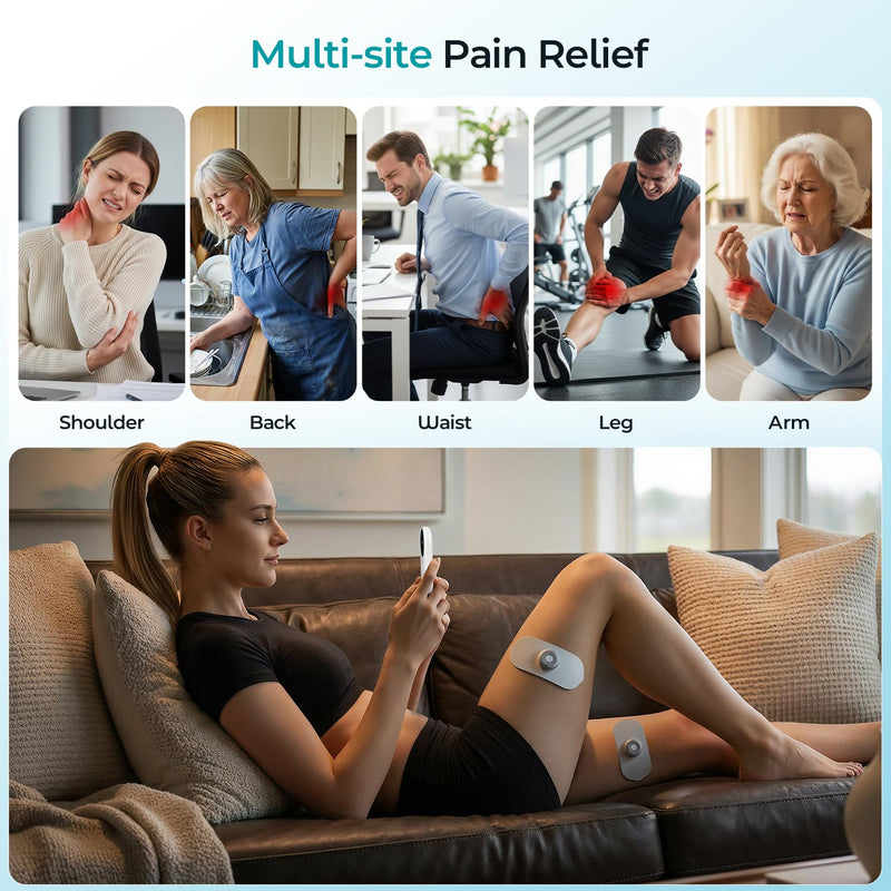 Betife Wireless TENS Unit Muscle Stimulator, TENS Machine for Back Pain with 6 Modes, 16 Intensity Levels, Reusable Electrode Pads & Remote Control, Perfect for Office, Gym, Travel
