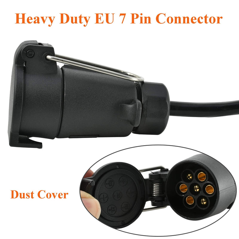 Oyviny US to EU Trailer Light Converter US 4 Way to EU 7 Way Trailer Light Adapter USA Vehicle 4-Pin Flat Plug to European Trailer 7-Pin Round Connector Plug and Play Waterproof Converter