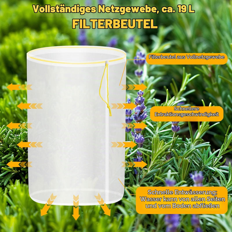 4 Bags All Mesh Bubble Bag, Bubble Bag 20 L 5 Gallon | For bag essence extraction bag kit, bubble bag with press strainer and carry bag, for herb extraction and production