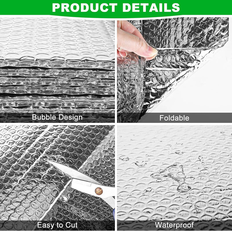 8P Garage Door Insulation Kit Panels 6MM 10x8FT for Single Garage Door, Pre-Cut Bubble Reflective Aluminum Foil Sheet 120 Tape, DIY Install Temperature Control Block Summer Heat & Winter Cold (24x60) 24" x 60"-8 Pack 6MM-Silver