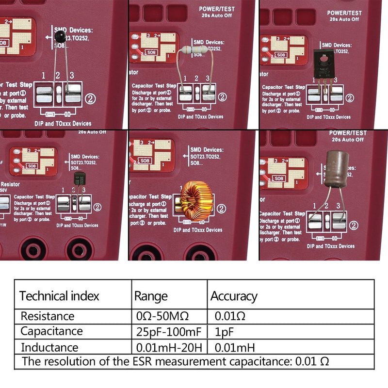 [Australia - AusPower] - BSIDE ESR02 PRO Digital Transistor SMD Components Tester Diode Triode Capacitance Inductance Multimeter ESR Meter Transistor Tester Red 