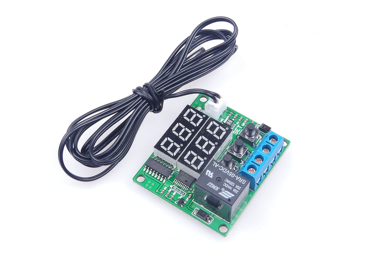 [Australia - AusPower] - DC 5V Digital Thermostat Module -58℉ to 257℉ Fahrenheit Temp Display Temperature Controller Board with 20A Relay Waterproof Sensor Probe Dual LED Display Red Green 