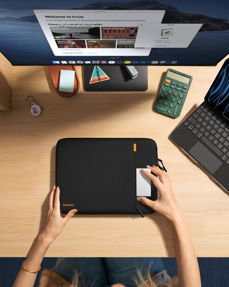 [Australia - AusPower] - tomtoc 360 Protective Tablet Sleeve Case for 12.9-inch iPad Pro with M3/M2/M1 6th/5th/4th/3rd Generation with Magic Keyboard/Smart Keyboard Folio, Water-Resistant iPad Case Bag with Accessory Pocket Black 12.9-inch for iPad Pro 
