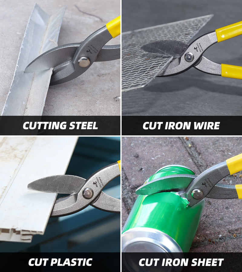 [Australia - AusPower] - DOWELL 10” Tin Snips Metal Cutters with Flat Blade, with Comfortable Yellow Rubber Handle for DIY Handyman,Roofers, Mechanics, Homeowners 10" 