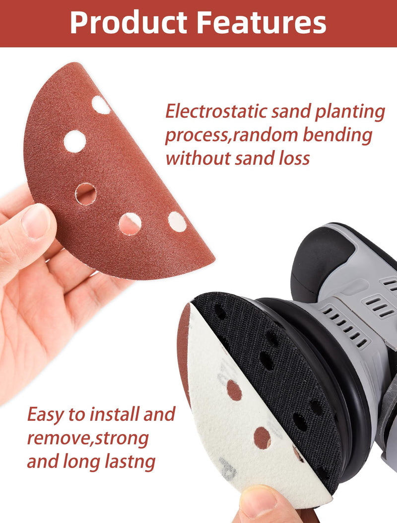[Australia - AusPower] - 115 mm Sandpaper 40/80/120/240 Grit, Pack of 80 Sanding Discs 115 mm Velcro Sanding Sheets for Random Orbital Sanders (8 Holes) 