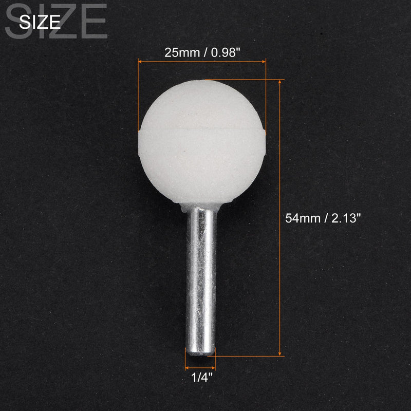 [Australia - AusPower] - uxcell Ball Abrasive Mounted Stone Polishing Bits 1/4" Shank 0.98" Diameter White Corundum Grinding Wheel Rotary Tool for Deburring Buffing 5pcs 25mm 