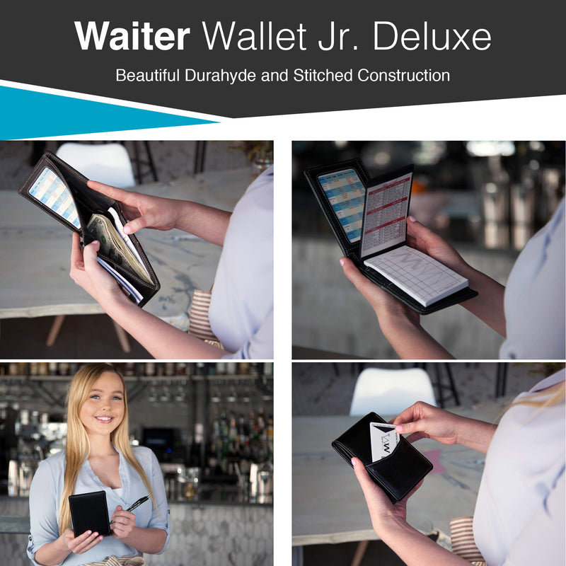 [Australia - AusPower] - Jr. Deluxe Server Book Organizer with Clear Pocket Insert | includes Restaurant Guest Order Pad |Pocket Size fits Apron and most Pant Pockets | 4" x 5.75" Jr. Deluxe (4" x 5.75") Black 
