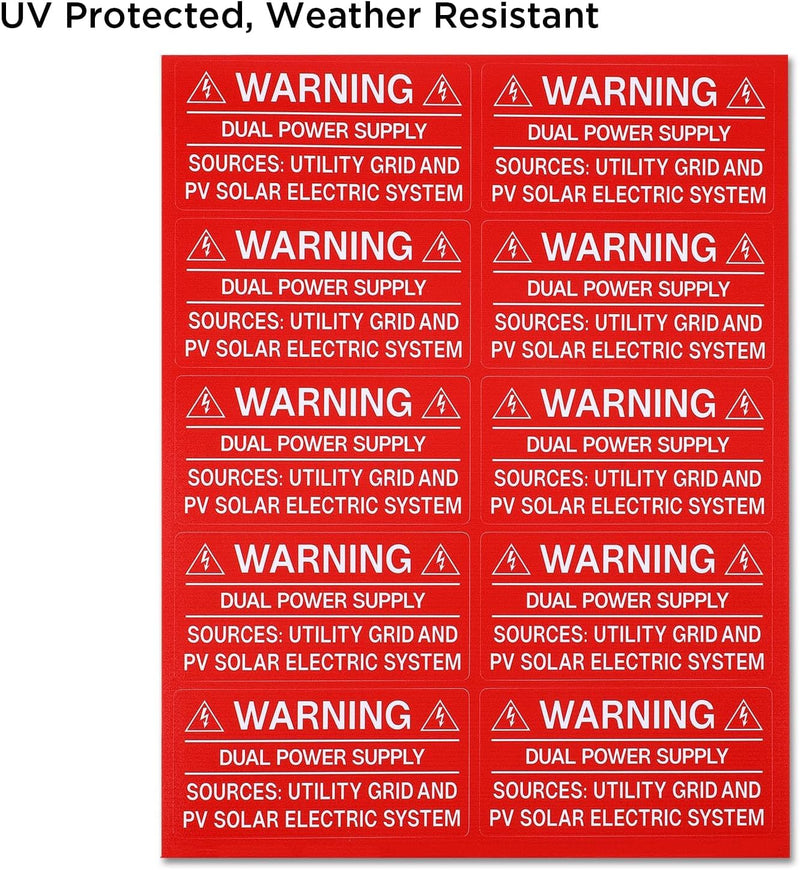 62-Pack Solar PV System Label Kit - Code 2020/2023 Compliant Photovoltaic Stickers - UV Resistant & Reflective Vinyl - Complete Solar Warning Labels for Installers, Inspectors & Homeowners