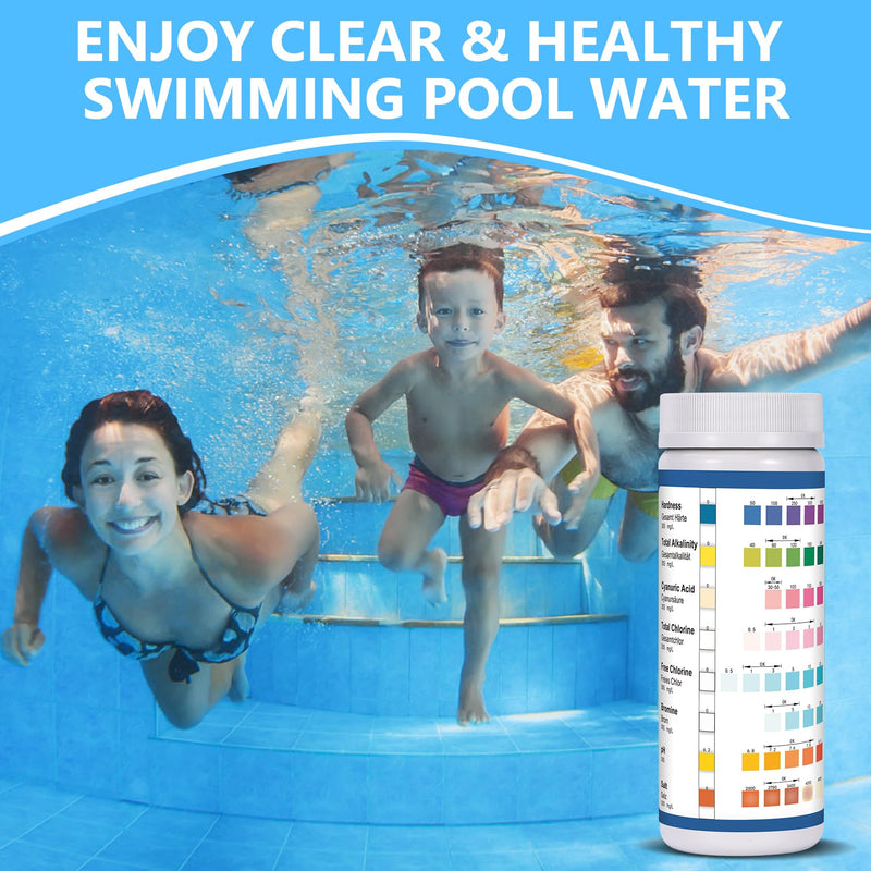 [Australia - AusPower] - 2026 New 8 in 1 Pool Salt Test Strips: 125 Strips Salt Water Pool Testing Kit for Freshwater and Saltwater Pool, Hot Tub Spa -Easy to Testing for Salt, pH, Chlorine, Bromine, Alkalinity, Hardness, CYA 8IN1-125PCS 
