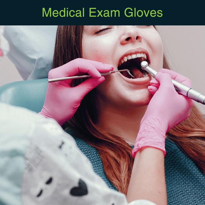 [Australia - AusPower] - FifthPulse Pink Vinyl Disposable Gloves - Powder and Latex Free Medical Exam Gloves Medium (Pack of 50) 