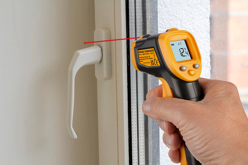 [Australia - AusPower] - TFA Dostmann Ray Light 31.1143.13 Digital Infrared Thermometer, Non-Contact Measurement of Surface Temperature, According to HACCP, Measuring Time Under 1 Second, Black/Orange 