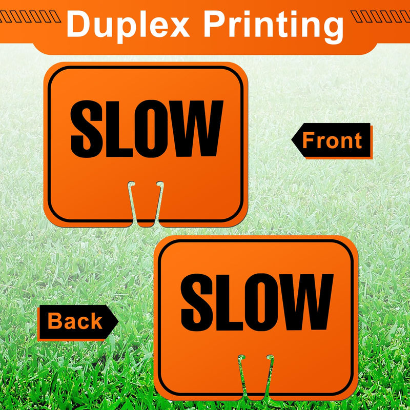 Geetery 6 Pcs Traffic Cone Arrow Signs 10.4"x 12.6" Reversible Orange Road Signs Bulk Road Closed Cone Top Traffic Warning Directional Left Right Arrows Sign for Outdoor Construction (Slow) Slow